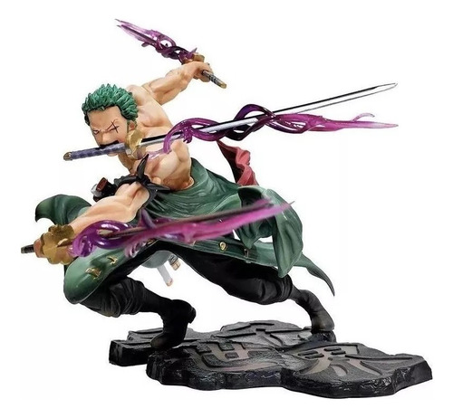 Boneco One Piece Action Figure Roronoa Zoro 3 Espadas