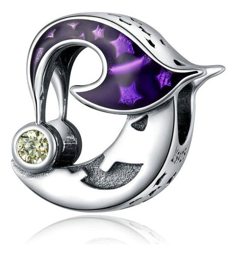 Moon Charm 925 Sterling Silver Halloween Charm Witch Charm P