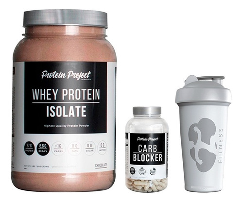 Isolate Protein Project 2 Lb + Carb Blocker + Vaso Sabor Chocolate