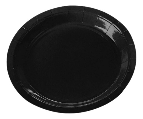 Prato Papel Tema 18cm Liso Preto - 10 Unid
