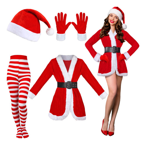 Funtery 4 Pcs Santa Claus Traje De Navidad Para Mujeres Que