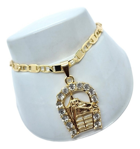 Pulsera De Caballo Y Herradura Zirconias De Oro Laminado H3 Diámetro 6 Cm Largo 18 Cm