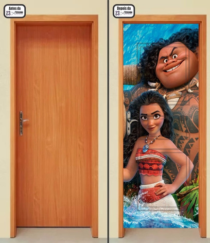 Adesivo Porta Parede Princesa Moana Maui Disney Linda Imagem