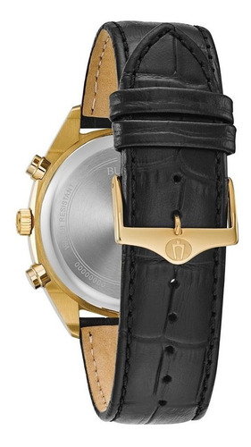Relógio Bulova Masculino Cronógrafo 97c108 Dourado Couro