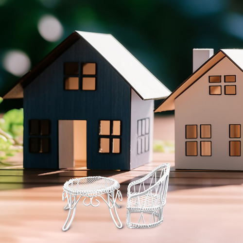 1 Juego De Muebles En Miniatura: Mesa Y Sillas Pequeñas Para