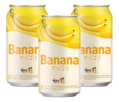 3 Bebida Alcoólica De Arroz Coreana Makgeolli Banana 350ml