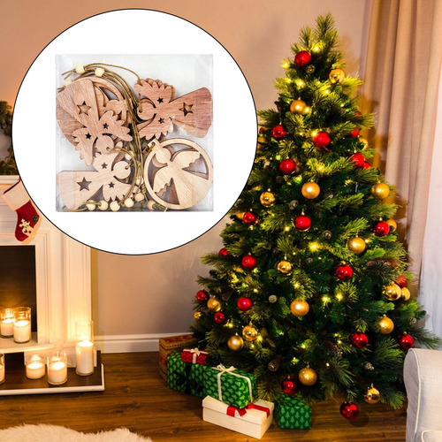 2 X 10 Uds Árbol De Navidad Colgante Hueco De Madera Ángel