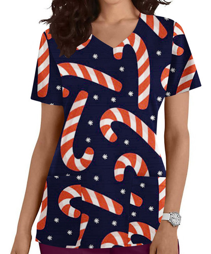 Camiseta De Manga Corta A La Moda Con Cuello En V Para Mujer