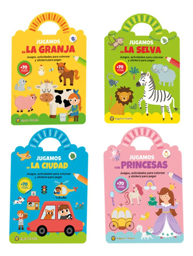 Libro Infantil Jugamos En La Selva Granja Juegos Stickers