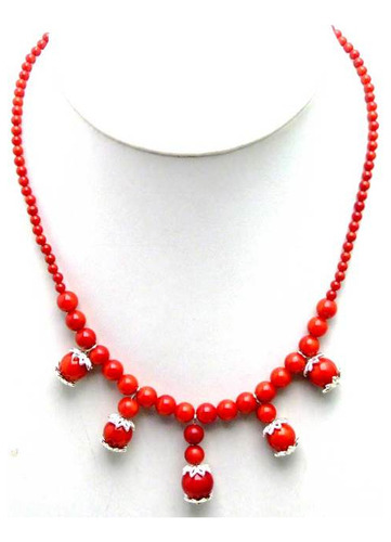 Qingmos-collar Con Collar De Coral Rojo Natural Red