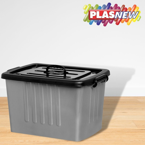 Container Plastico Sem Rodinhas De Chão C/tampa E Trava 26lt