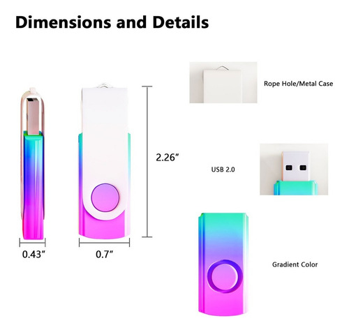 Paquete De 5 Tarjetas De Memoria Usb 2.0 De 32 Gb Con Degrad