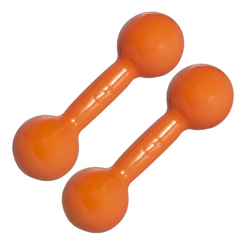 Par Halter Bola Rosa Emborrachado 2kg P/ Musculação Em Casa Cor Laranja