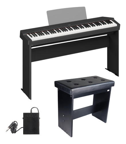 Kit Piano Yamaha P225 + Suporte Movel Ep200 + Banco Opus Cor Preto
