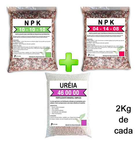Kit Ii Fertilizante Npk 10.10.10 | 04.14.08 E Ureia Agrícola