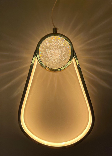 Pendente Luminária Led Cristal Saturno Oval Gold Bivolt 8121 Cor Dourado 110v/220v