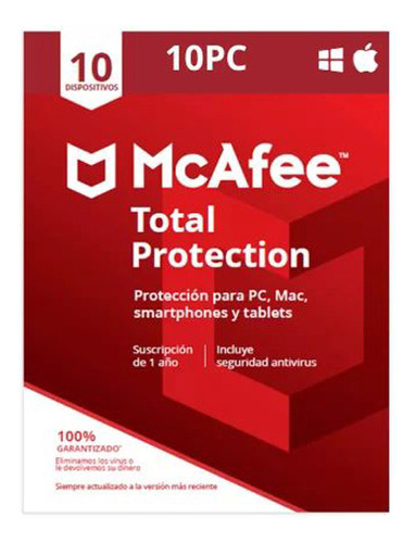  Antivirus  Mcafee Total Protection 2024 - 10 Dispo - 1 Año 