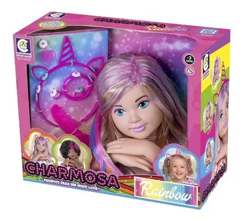 Boneca Charmosa Faz Penteado Maquiagem C/ Acessórios C/ Som - R$ 219,9