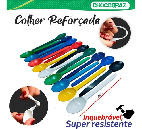 Imagem 1 de 8 de 1000 Colherzinhas Sobremesa Colher Inquebrável Full Colorida