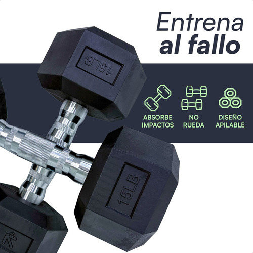 Kit De 2 Mancuernas Lincky Hexagonal Ejercicio Gym 15lb C/u