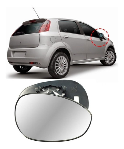 Lente Retrovisor Punto 2007 A 2017 Linea 2008 A 2016 Direito