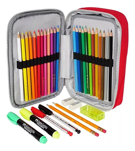 Estuche Escolar Faber Castell Kit Con 34 Piezas 24 Colores