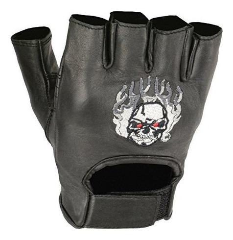 Guantes De Cuero Sin Dedos Shaf International Con Bordado De