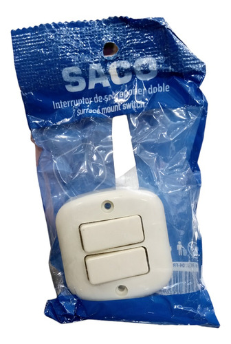 Apagador Interruptor De Sobreponer Doble Blanco-saco