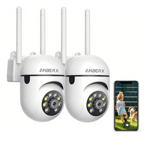 2pcs Cámara De Seguridad Anberx K1 Hd 4MP Visión Nocturna,Mini Cámara wifi 2.4GHz,Audio Bidireccional,Detección de Movimiento con Alerta,Cloud Video Recording,O-KAM PRO APP