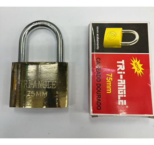 Cadeado 75mm Resistente Ideal P/ Portões Cor Dourado