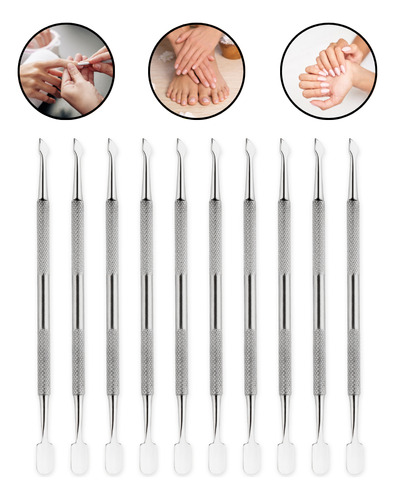 Kit 10 Instrumento Empurrador Cutícula Mundial Manicure