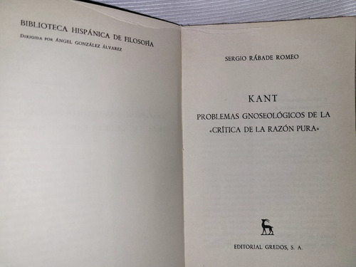 Imagen 3 de 10 de Kant Problemas Gnoseologicos Sergio Rabade Romeo Gredos