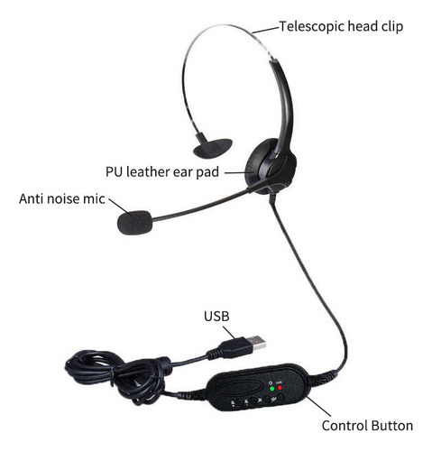 ... Centro De Llamadas Monaura Auriculares Con Cable Usb De