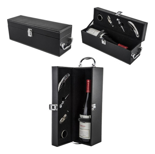 10 Set Caja Porta Botella Vino Bar Con Utensilios Y Asa