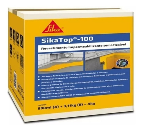 Sikatop 100 Revestimento Impermeabilizante Sika - 4kg