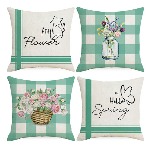 4 Fundas De Almohada De Flores