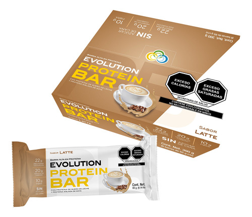 Evolution Barra De Proteina Protein Bar  65 G, 6 Pz  Latte