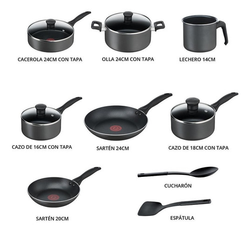 Imagen 2 de 2 de Batería Cocina T-fal 13 Piezas Family Cook