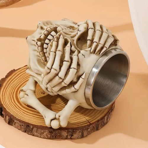 Taza Tazan Mug Calavera Acero Inoxidable 400ml Vikingos G67 Caqui Tazas