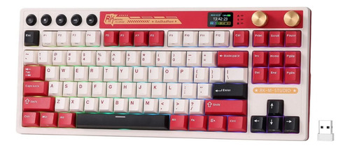 Teclado Mecânico Royal Kludge Rkm87 75% Sem Fio Switch Bege Cinza Inglês Internacional Famicom