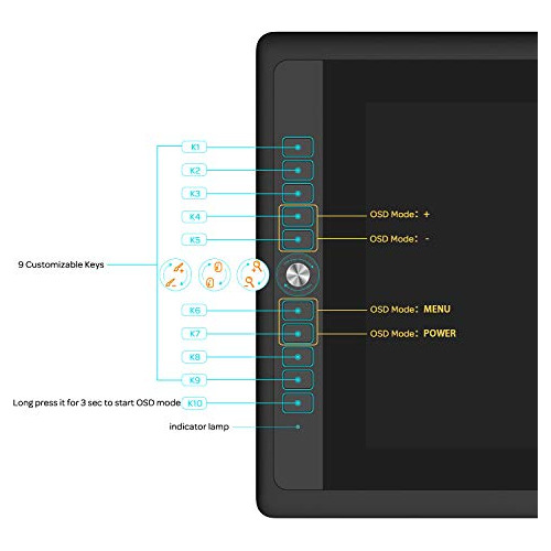 Gaomon Pd Pro Drawing Monitor Pantalla   % Ntsc Tecla Press