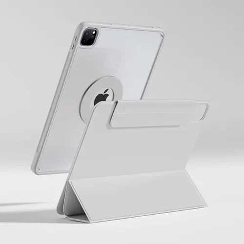 Mr. Gadgets Funda Case Transparente Smart Folio 2 En 1 Magnetico, Antifouling, Compatible Con iPad Pro M4 13 Pulgadas, Porta Lapices, Soporte Plegable, Color Gris