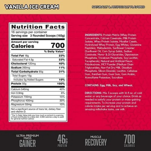 Proteina Bsn True Mass 5.75 Lbs Ganador Los Sabores Sabor Vanilla