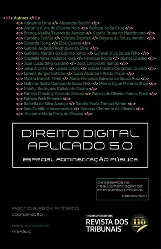 Direito Digital Aplicado 5.0, De Patricia Peck Pinheiro. Editora Revista Dos Tribunais, Capa Mole Em Português, 2022