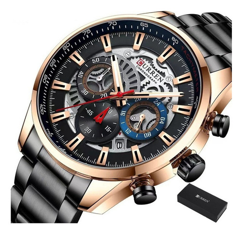 Reloj Cronógrafo Curren Skeleton Man Con Calendario