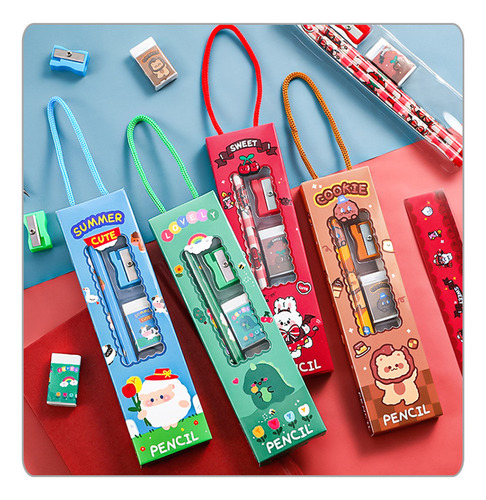 Juego De 5 Unidades, Juego De Lápices Navideños Con Dibujos