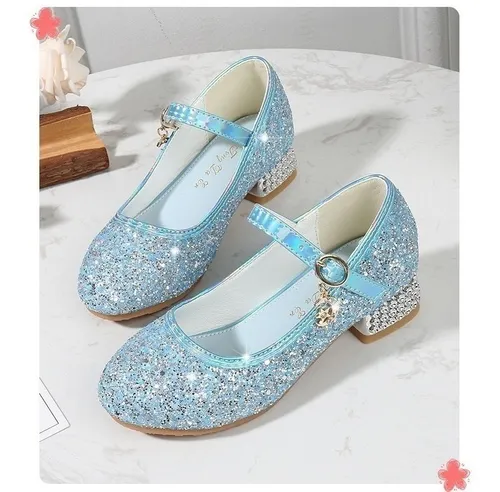 Zapatos Princesa Lentejuelas De Plata Para Niñas S:25-38
