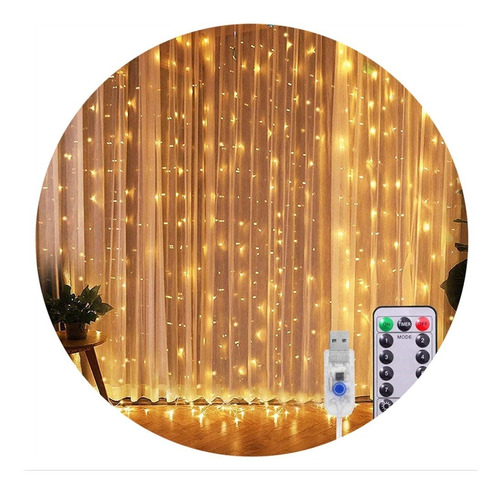 Cascada Luces Cortina Led Navidad Eventos Boda Con Control