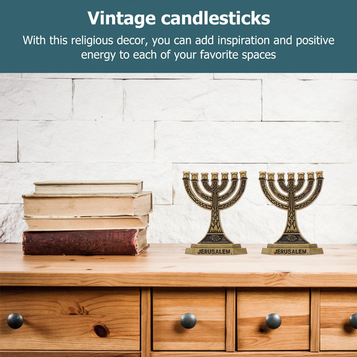 2 Piezas De Candelabros Religiosos Retro Para Escritorio, Di