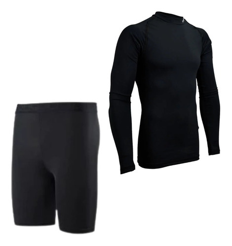 Shorts E Camisa Térmica Uv Preta Unissex